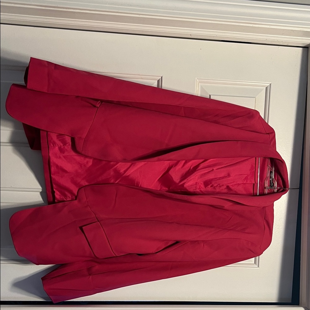 Bright Red Open-Front Women's Blazer Jacket